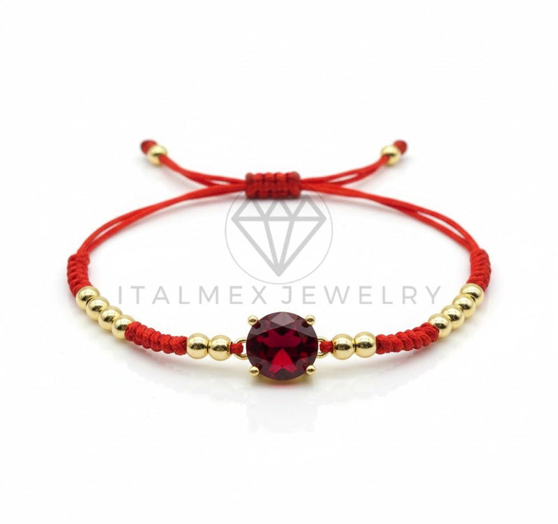 Pulsera de Lujo - 106790 - Pulsera Ajustable Roja con Piedra Roja - Oro Laminado 18K