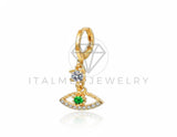 Juego de Lujo - 106795 - Juego CZ Ojo Verde y CZ Clara  - Oro Laminado 18K