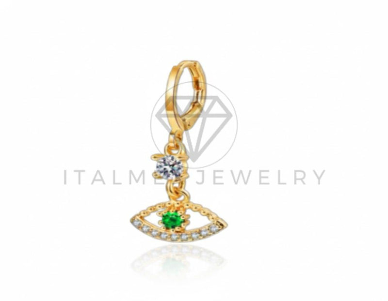 Juego de Lujo - 106795 - Juego CZ Ojo Verde y CZ Clara  - Oro Laminado 18K