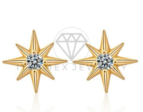 Arete de Lujo - 106797 - Arete Estrella CZ Clara - Oro Laminado 18K