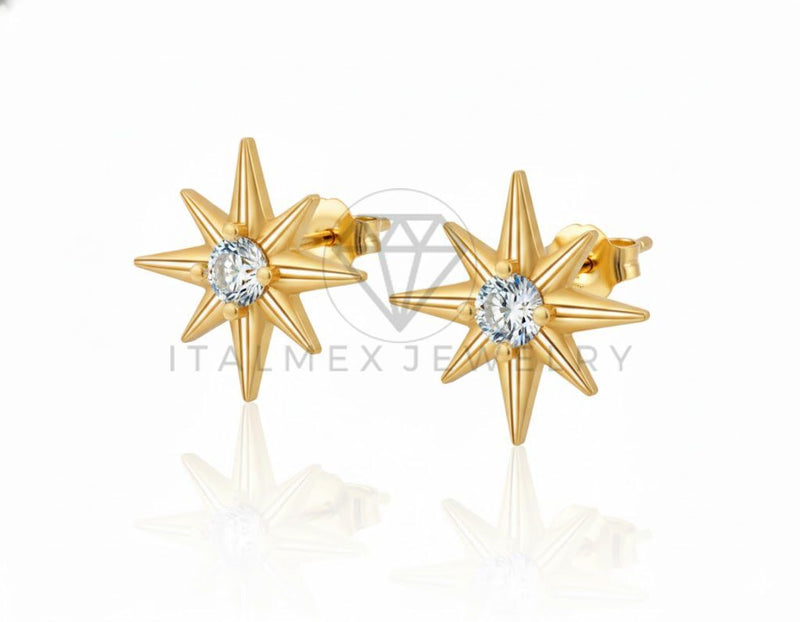 Arete de Lujo - 106797 - Arete Estrella CZ Clara - Oro Laminado 18K