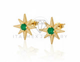 Arete de Lujo - 106798 - Arete Estrella CZ Verde - Oro Laminado 18K