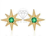 Arete de Lujo - 106798 - Arete Estrella CZ Verde - Oro Laminado 18K