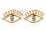 Arete de Lujo - 106799 - Arete Ojo CZ Clara - Oro Laminado 18K