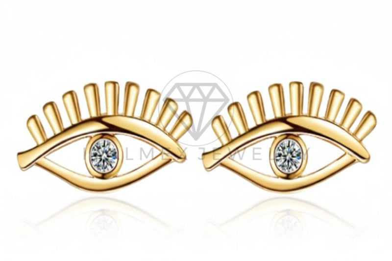 Arete de Lujo - 106799 - Arete Ojo CZ Clara - Oro Laminado 18K