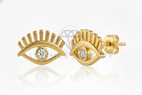 Arete de Lujo - 106799 - Arete Ojo CZ Clara - Oro Laminado 18K
