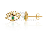 Arete de Lujo - 106800 - Arete Ojo CZ Verde - Oro Laminado 18K