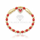 Pulsera de Lujo - 106831 - Pulsera Corazon Rojo CZ Clara - Oro Laminado 18K