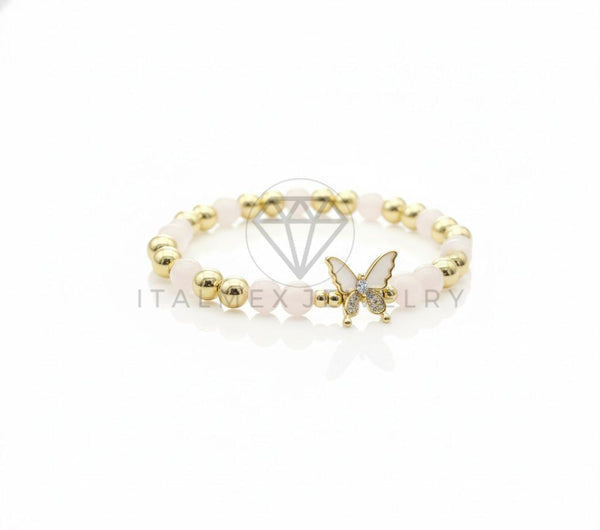 Pulsera de Lujo - 106833 - Pulsera Mariposa Blanca y CZ Clara - Oro Laminado 18K