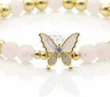 Pulsera de Lujo - 106833 - Pulsera Mariposa Blanca y CZ Clara - Oro Laminado 18K