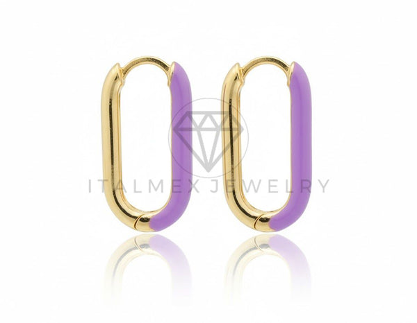Arete de Lujo - 106825 - Arracada Morada - Oro Laminado 18K
