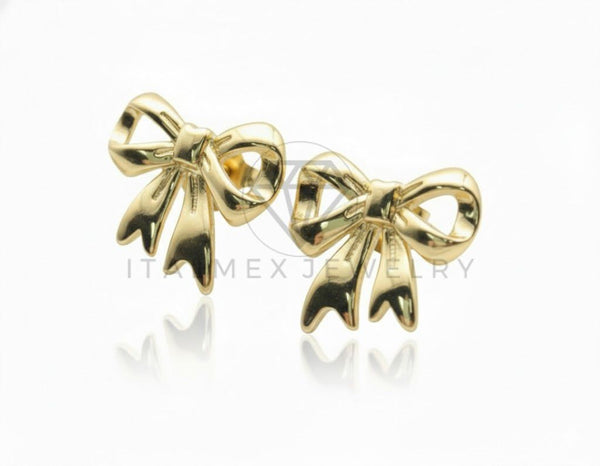 Arete de Lujo - 106826 - Aretes de Moñito - Oro Laminado 18K