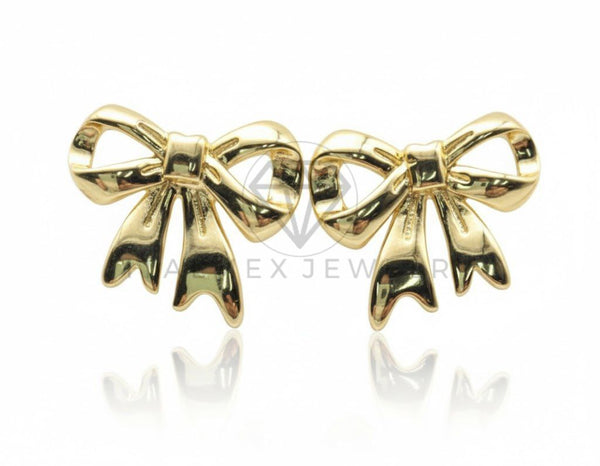 Arete de Lujo - 106826 - Aretes de Moñito - Oro Laminado 18K