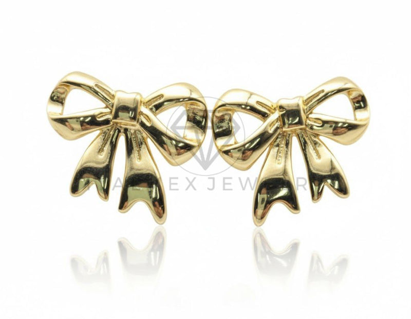 Arete de Lujo - 106826 - Aretes de Moñito - Oro Laminado 18K