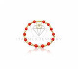 Pulsera de Lujo - 106885 - Pulsera Roja con Corazon CZ Clara - Oro Laminado 18K