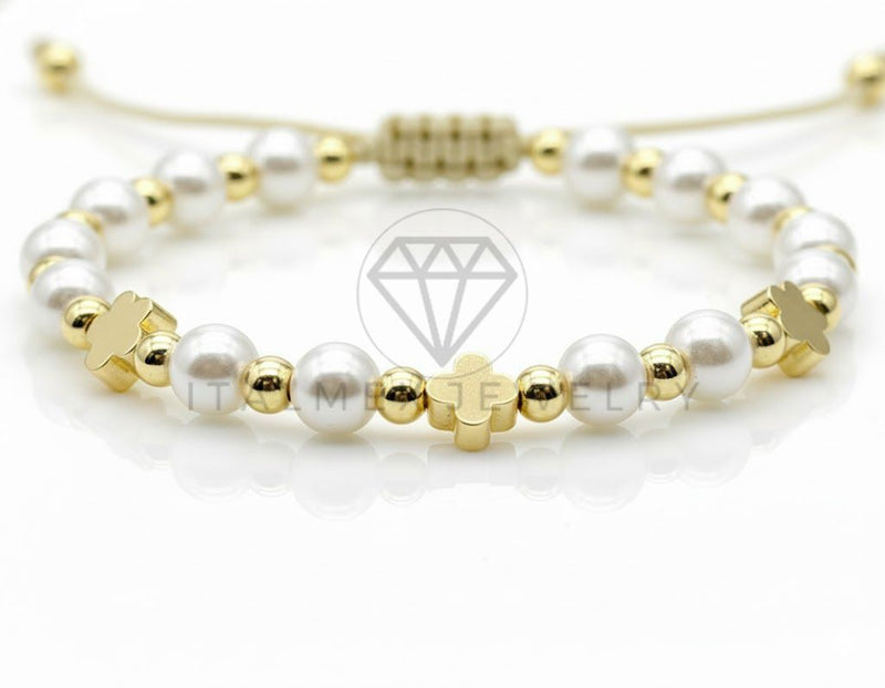 Pulsera de Lujo - 106915 - Pulsera Ajustable Perlitas Diseño Europeo - Oro Laminado 18K
