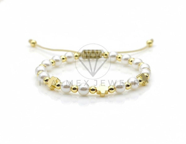 Pulsera de Lujo - 106915 - Pulsera Ajustable Perlitas Diseño Europeo - Oro Laminado 18K