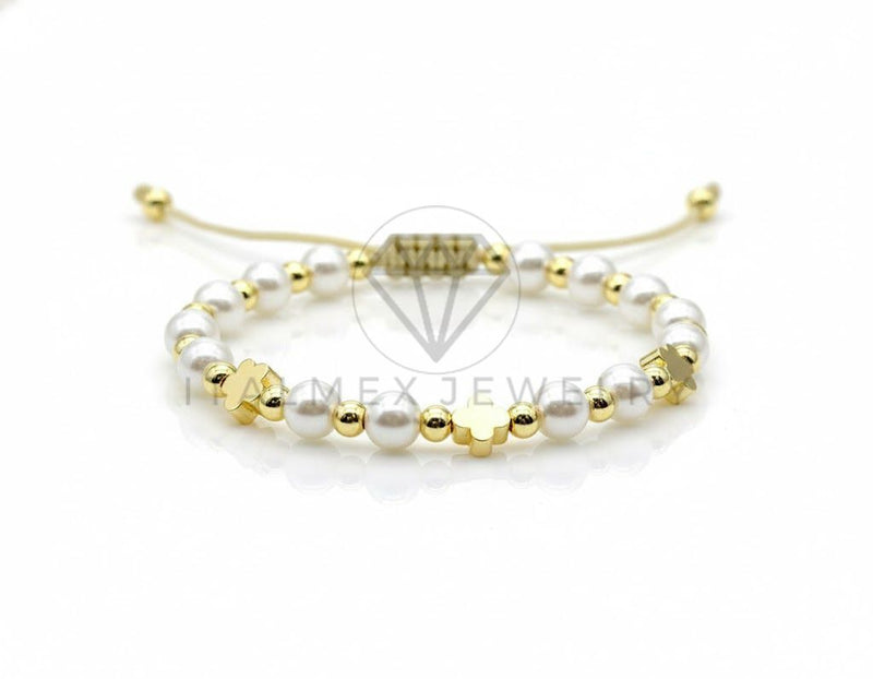 Pulsera de Lujo - 106915 - Pulsera Ajustable Perlitas Diseño Europeo - Oro Laminado 18K
