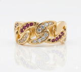 Anillo de Lujo - 106973 - Anillo Ajustable Trenzado CZ Rosa y Clara - Oro Laminado 18K