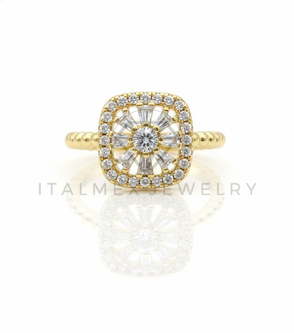 Anillo de Lujo - 106984 - Anillo Ajustable CZ Clara - Oro Laminado 18K
