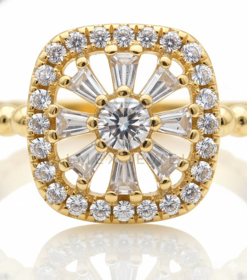 Anillo de Lujo - 106984 - Anillo Ajustable CZ Clara - Oro Laminado 18K