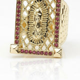Anillo de Lujo - 107006 - Anillo Ajustable Virgen de Guadalupe CZ Rosa - Oro Laminado 18K
