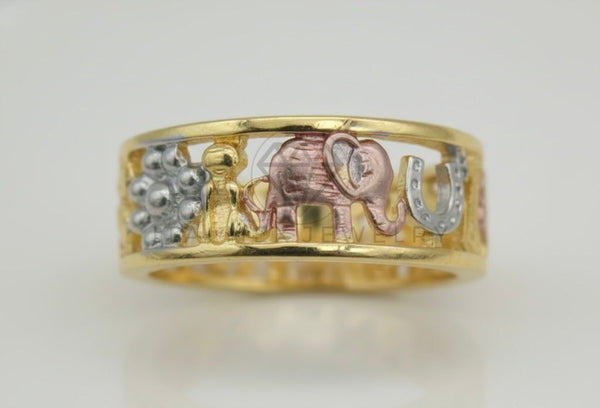Anillo de Lujo - 107010 - Anillo Elefante, Herradura Tricolor - Oro Laminado 18K