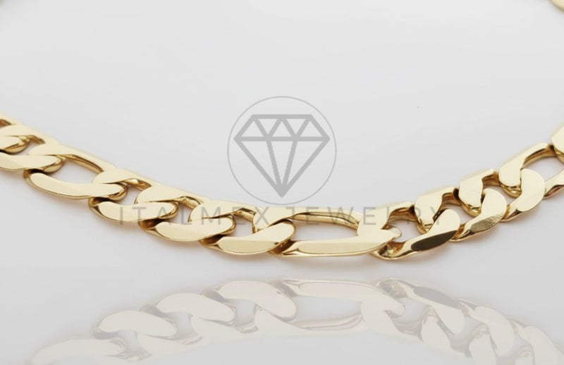 Cadena Clasica - 107013 - Cadena Estilo Figaro 24" Dorada Oro Laminado 18K