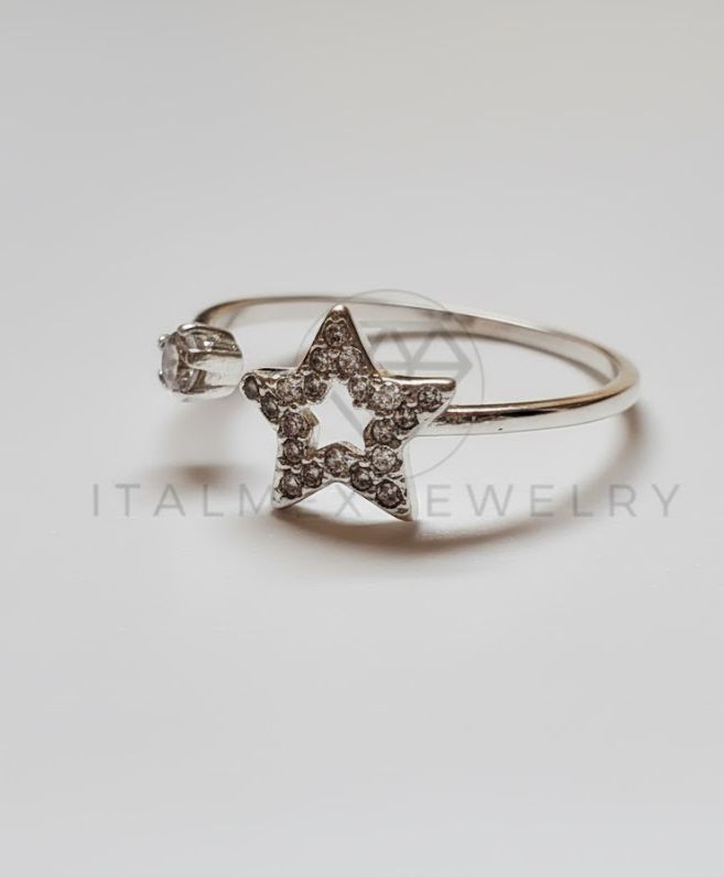 Anillo de Dama - 107019 - Anillo Ajustable Estrellita CZ Clara - Plata .925