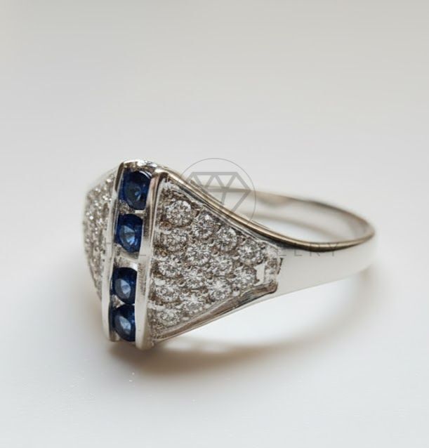 Anillo de Dama - 107018 - Anillo CZ Azul y Clara - Plata .925