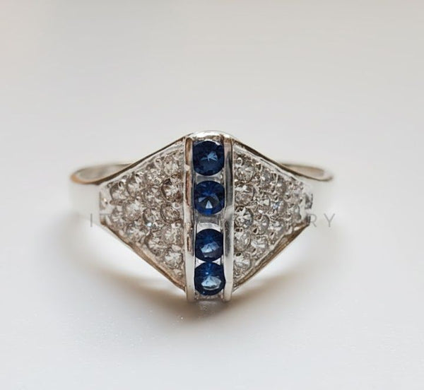 Anillo de Dama - 107018 - Anillo CZ Azul y Clara - Plata .925