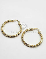Arracada de Lujo - 106301 - Arete Diseño Retorcido y Rayado Oro Laminado 18K