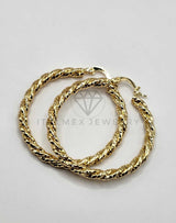 Arracada de Lujo - 106301 - Arete Diseño Retorcido y Rayado Oro Laminado 18K