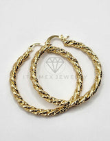 Arracada de Lujo - 106301 - Arete Diseño Retorcido y Rayado Oro Laminado 18K
