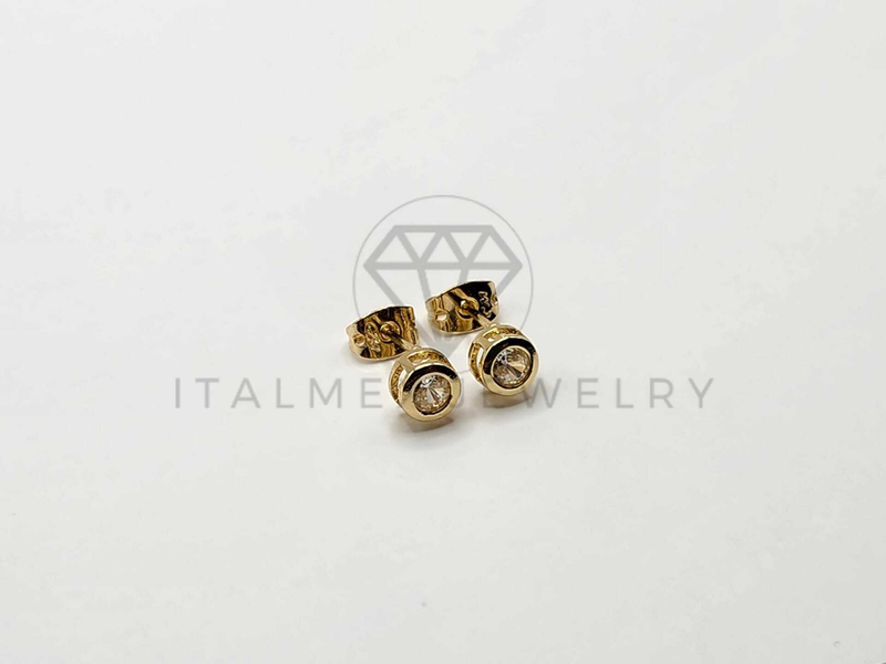 Broquel de Lujo - 106405 - Arete Circular de Circonia Cúbica Oro Laminado 18K