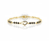 Pulsera de Lujo - 106565 - Pulsera Corazones CZ Negra - Oro Laminado 18K