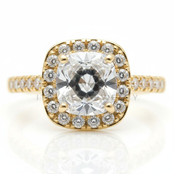 Anillo de Lujo - 106585 - Anillo Ajustable CZ Cuadrada Clara - Oro Laminado 18K