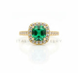 Anillo de Lujo - 106586 - Anillo Ajustable CZ Cuadrara Verde y Clara - Oro Laminado 18K