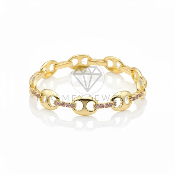 Pulsera de Lujo - 106752 - Pulsera Ovalada CZ Rosa - Oro Laminado 18K
