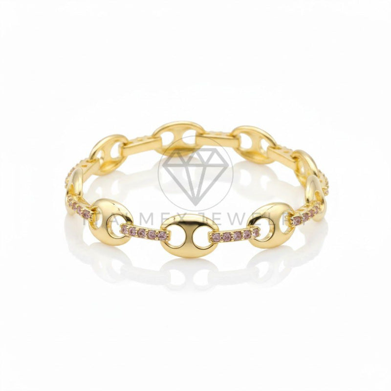 Pulsera de Lujo - 106752 - Pulsera Ovalada CZ Rosa - Oro Laminado 18K