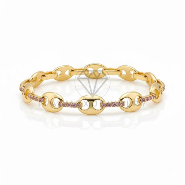 Pulsera de Lujo - 106752 - Pulsera Ovalada CZ Rosa - Oro Laminado 18K