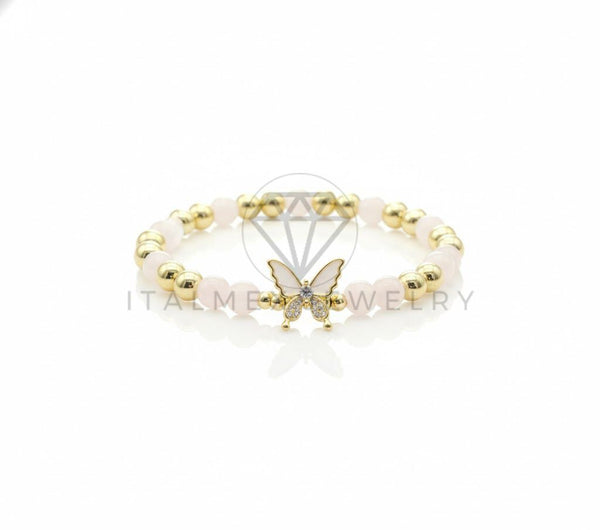 Pulsera de Lujo - 106833 - Pulsera Mariposa Blanca y CZ Clara - Oro Laminado 18K