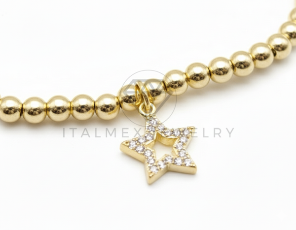 Pulsera de Lujo- 106416 - Pulsera Estrella CZ Clara - Oro Laminado 18K