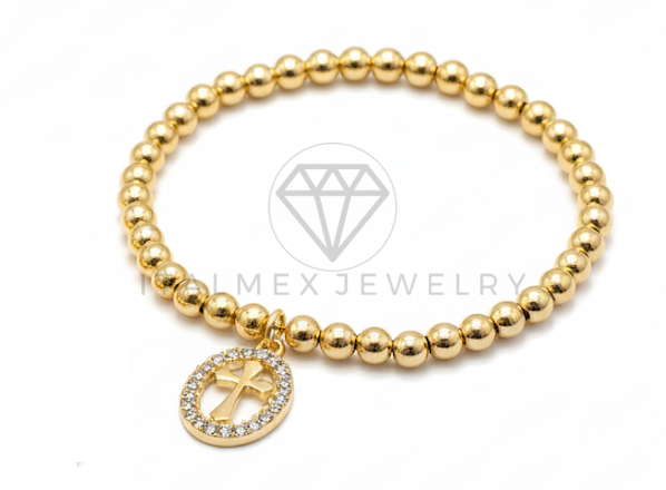 Pulsera de Lujo- 106418 - Pulsera Cruz CZ Clara Oro Laminado 18K