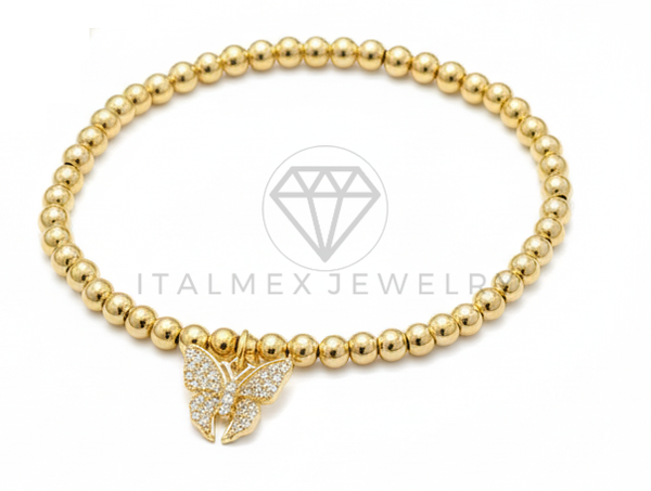 Pulsera de Lujo- 106417 - Pulsera Mariposa CZ Clara Oro Laminado 18K