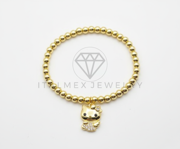 Pulsera de Lujo - 106423 - Pulsera Inspirado Hello Kitty CZ Oro Laminado 18K