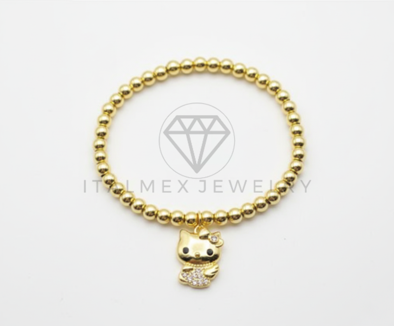 Pulsera de Lujo - 106423 - Pulsera Inspirado Hello Kitty CZ Oro Laminado 18K