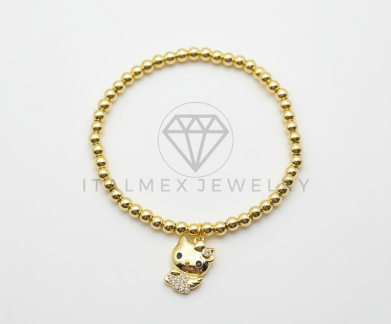 Pulsera de Lujo - 106423 - Pulsera Inspirado Hello Kitty CZ Oro Laminado 18K