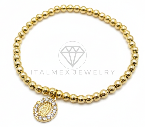 Pulsera de Lujo- 106415 - Pulsera Virgen de Guadalupe con CZ Clara - Oro Laminado 18K