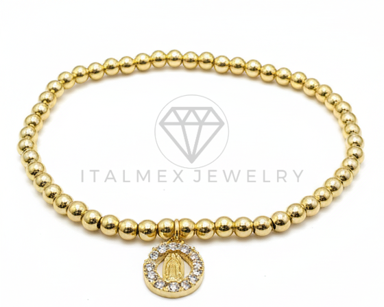 Pulsera de Lujo- 106415 - Pulsera Virgen de Guadalupe con CZ Clara - Oro Laminado 18K